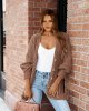 Women's Long Sleeve Oversized Cable Knit Sweater Cardigan Open Front Button Down Chunky Knit Outwear