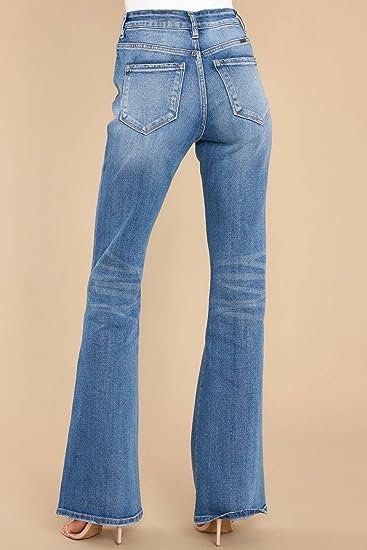 Women's High Waisted Bell Bottom Jeans Stretch Flare Casual Denim Pants