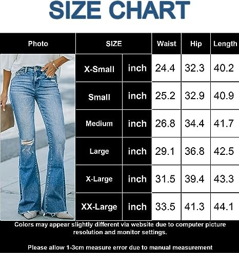 Women's flared pants, high waist ripped stretch flared pants