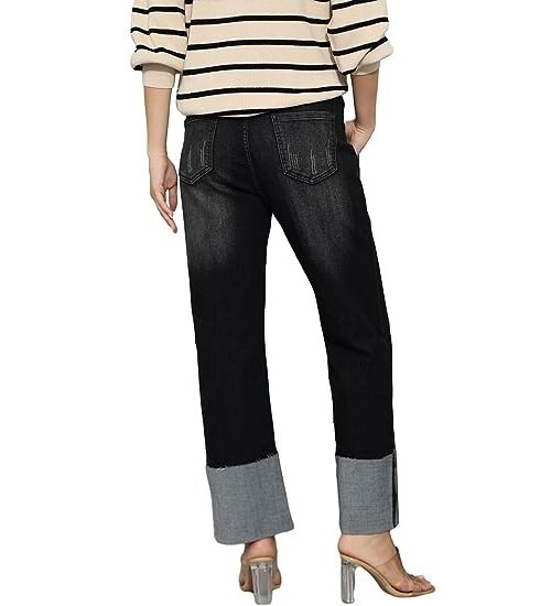 Womens High Waisted Straight Jeans Stretchy Denim Jeans