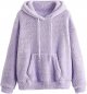 Women's Long Sleeve Color Block Pullover Sweatshirt Fuzzy Fleece Hooded Tops