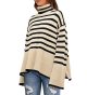 Women's Fall Oversized Turtleneck Trendy Sweaters Ribbed Knit Pullover Sweater Top with Slit